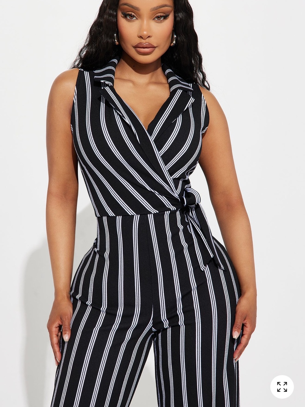 Fashion Nova Black & White Striped Jumpsuit 🐦⬛ - Picture 3 of 6